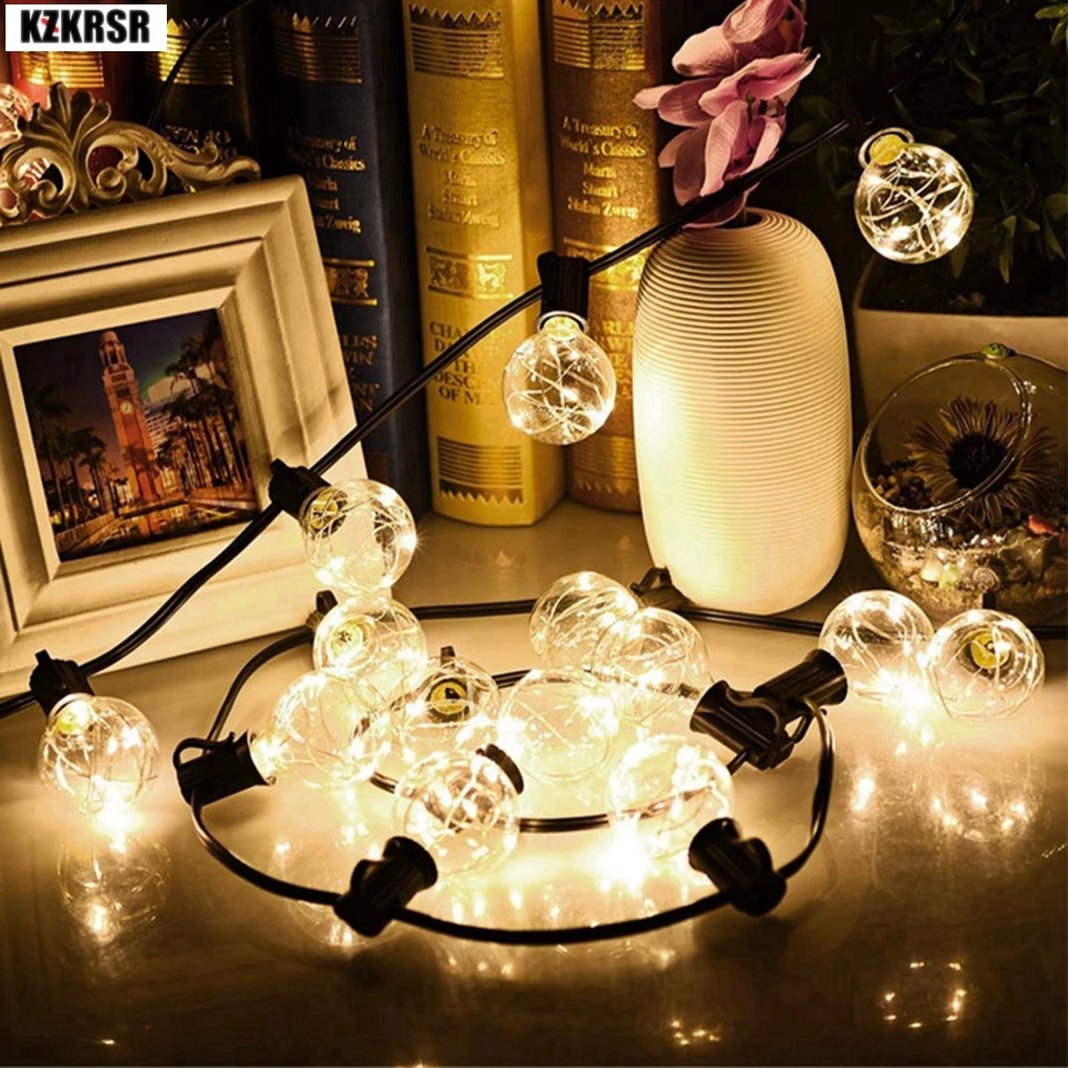 

G40 Led string lights Garland/patio lights 25Leds Copper Clear bulbs Christmas Lights indoor/outdoor holiday Wedding Decor Light