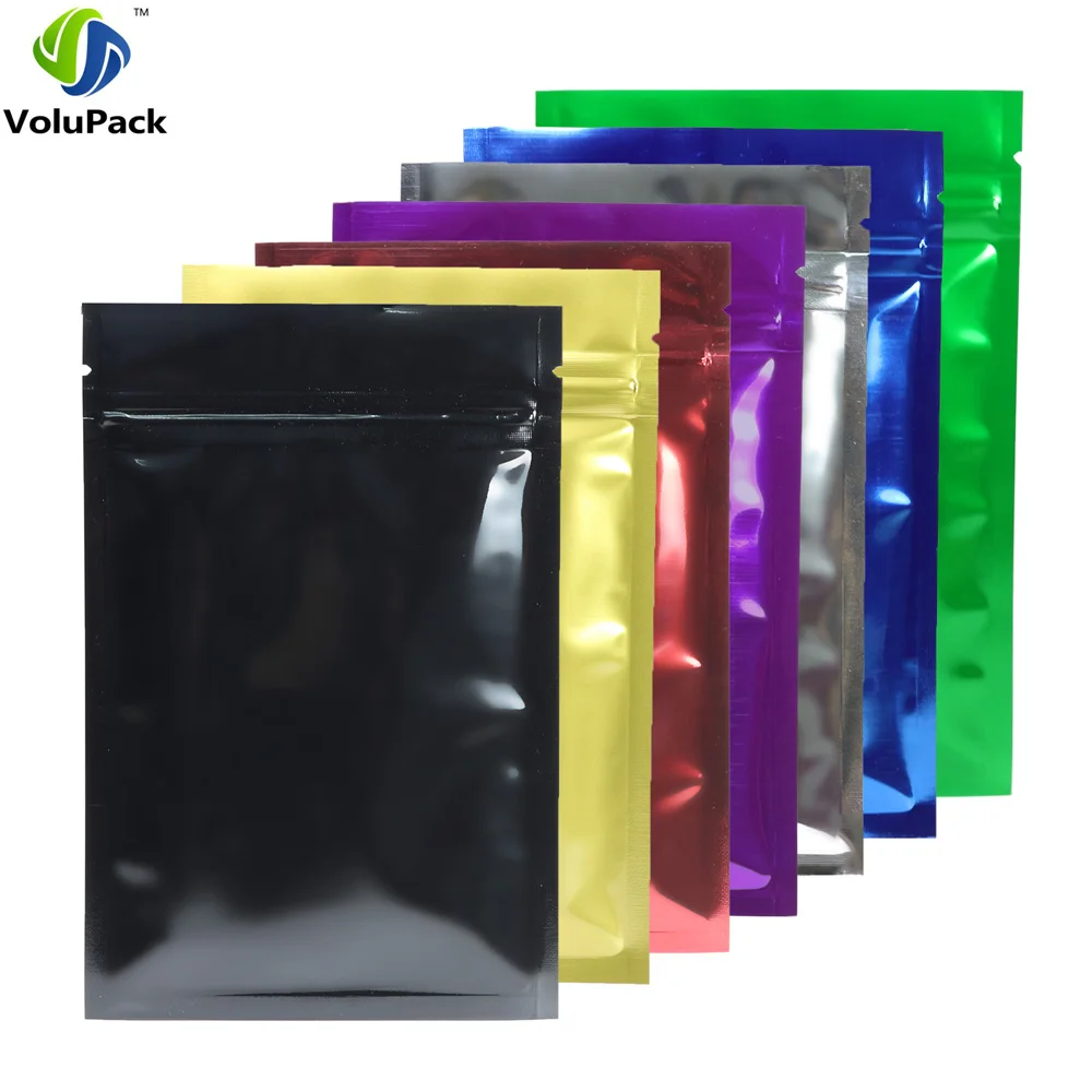 

10x15cm (4x6in) 100pcs Glossy Metallic Foil Reclosable Ziplock Package Bags Heat Sealing Flat Zip Lock Pouch w/ Tear Notch