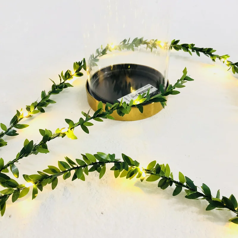 Tiny Leaves Garland Fairy Light Led Copper Wire Battery String Lights for Wedding Forest Table Christmas Home Party Decoration