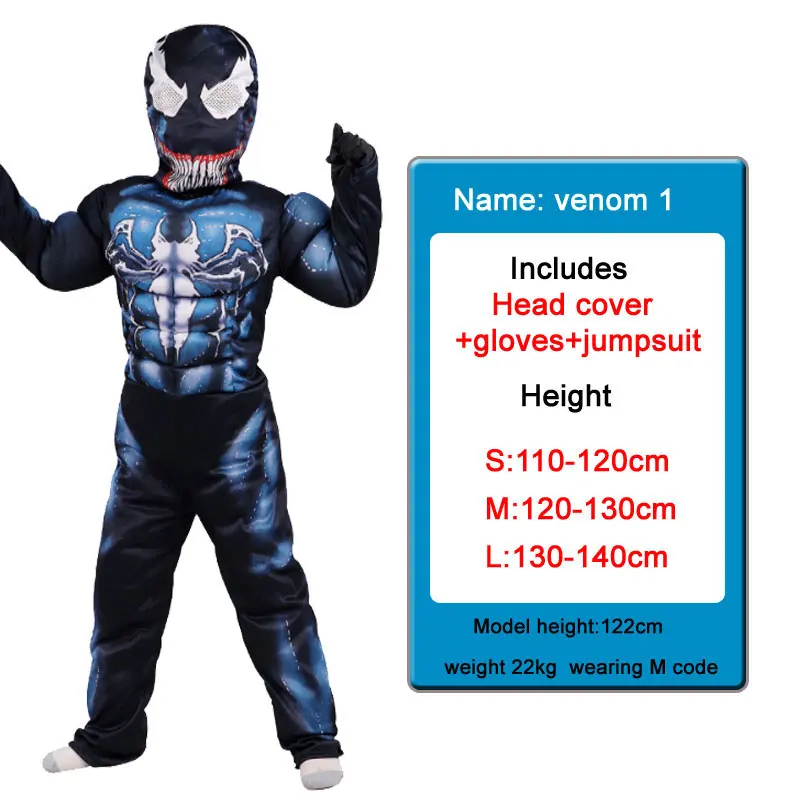 Детские костюмы Бэтмена с маской для мальчиков, плащ, супергерой, косплей, Хэллоуин, маскарадный костюм, Супермен, роль Pl - Цвет: venom   2