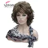 StrongBeauty Short Soft Shaggy Layered Full Synthetic Wig Brown Highlights Curly Women's Synthetic Wigs ► Photo 2/5