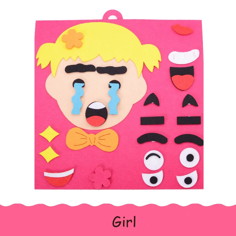 Особенности лица Emotion наклейки-пазлы учебные пособия Ранние развивающие игрушки для детей распознавание родитель-ребенок Взаимодействие - Цвет: Розовый