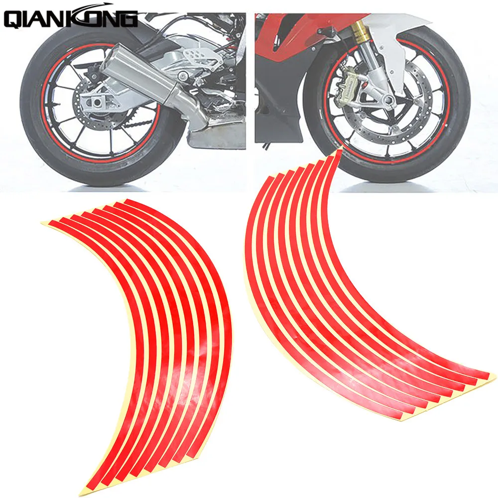 

Motorcycle Wheel Sticker Reflective Decals Rim Tape Bike Car Styling For honda CB1000R CBR600RR CBR125R CB600F kawasaki DRZ400S