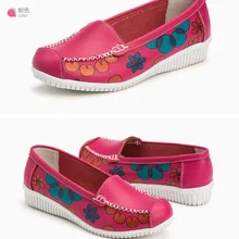 Импортные товары; популярные модели; женская повседневная обувь на плоской подошве с принтом; кожаная обувь на плоской подошве для мам; обувь для беременных женщин; обувь для медсестры; большие размеры