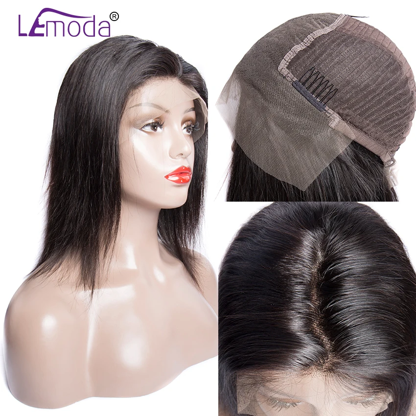 Lemoda 13x6 Синтетические волосы на кружеве человеческих волос парики короткие Боб предварительно выщипать глубокий Часть Фронтальная парик