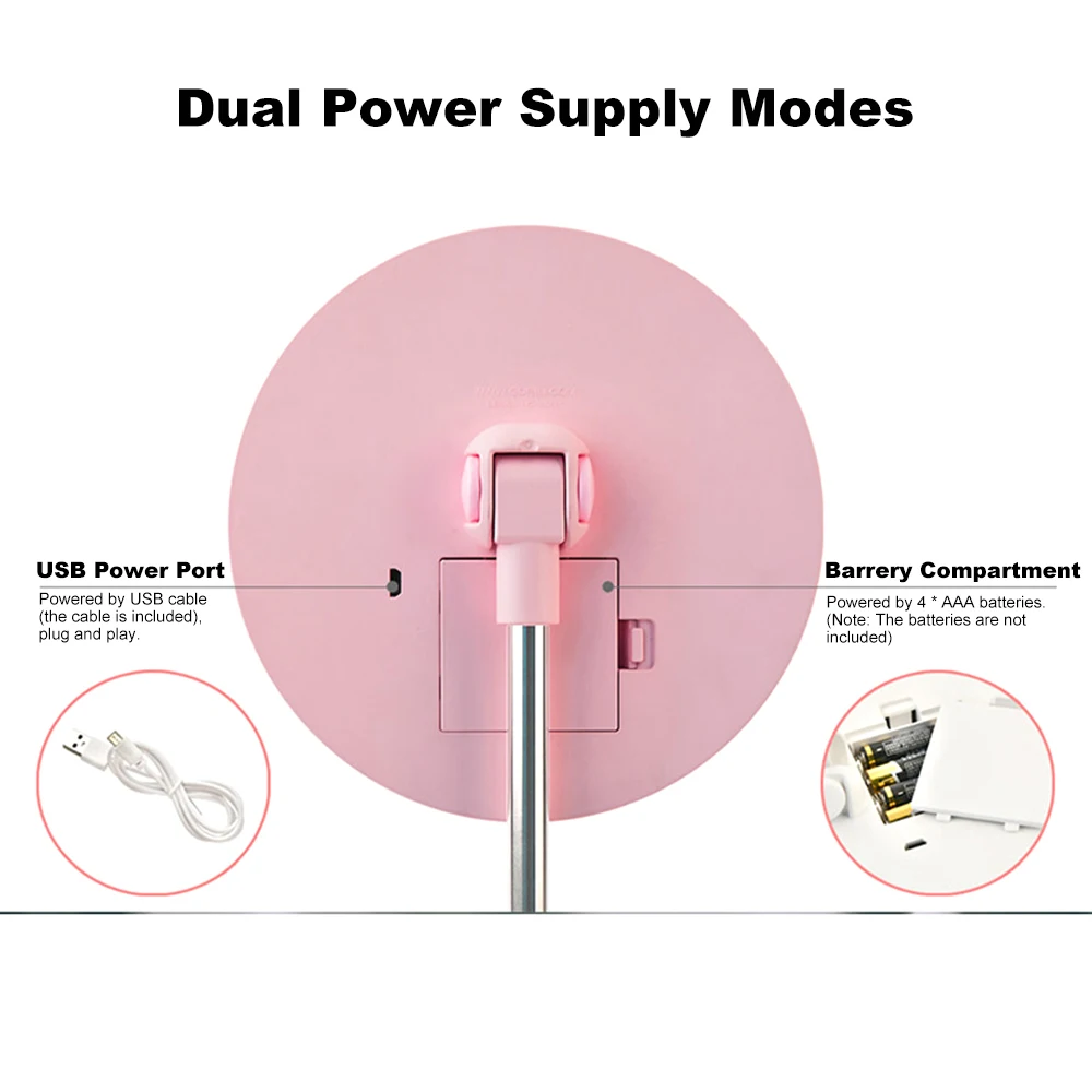 Модный светодиодный светильник, зеркало для макияжа, настольная лампа, вращение на 360 градусов, регулируемая яркость, косметическое зеркало