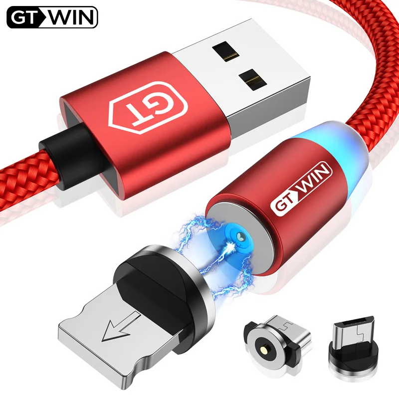 

GTWIN 1M LED Magnetic USB Cable for iPhone Xs Max 8 7 6 & USB Type C Cable & Micro USB Cable for Samsung Xiaomi LG USB C