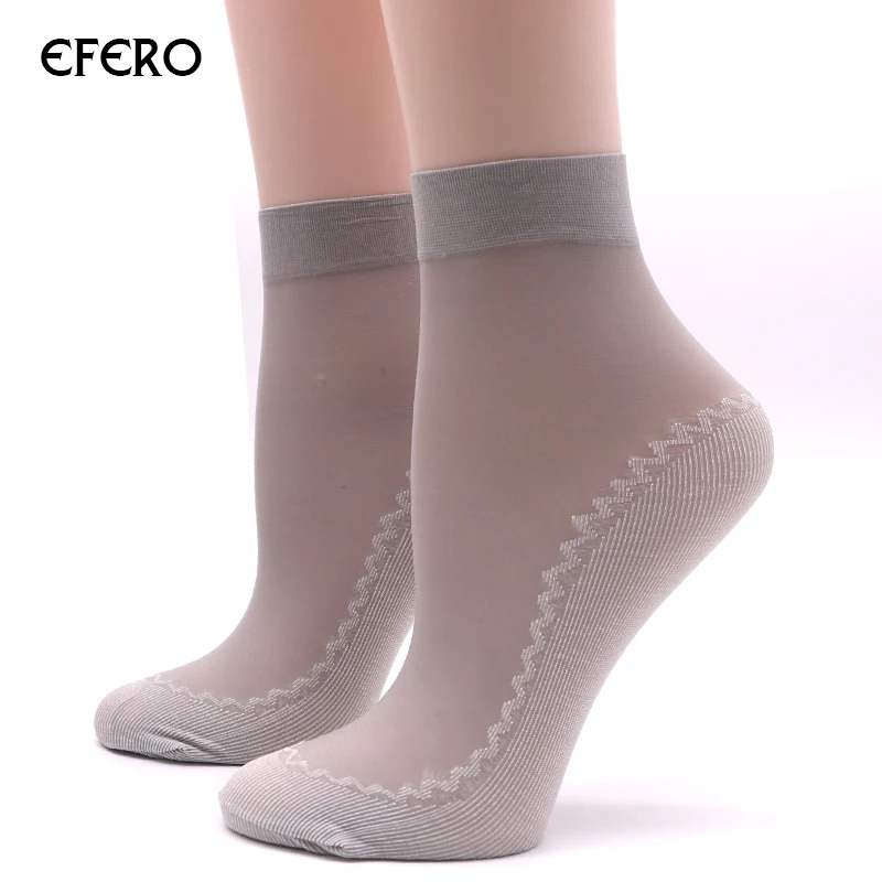 Efero летние тонкие женские носки прозрачные эластичные женские короткие носки хлопок Нижняя Нескользящая одежда-устойчивые носки Meias 15 пар