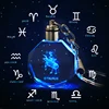 Crystal Zodiac Sign 12 Constellation Key Chain 3D Star Sign Women's Accessories LED Light Key Ring Zodiac Gemini Birthday Gift ► Photo 1/6