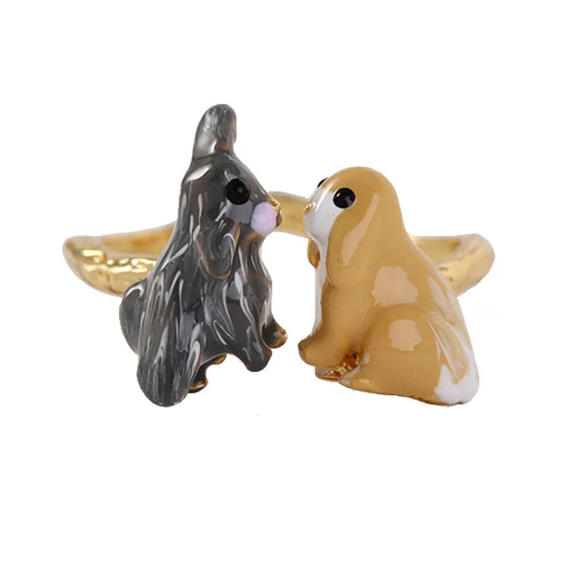 

Enamel Glaze Lovely Gray And Brown Rabbit Adjustable Rings For Women Cute Forest Series Fashion Party Jewelry Good Gift