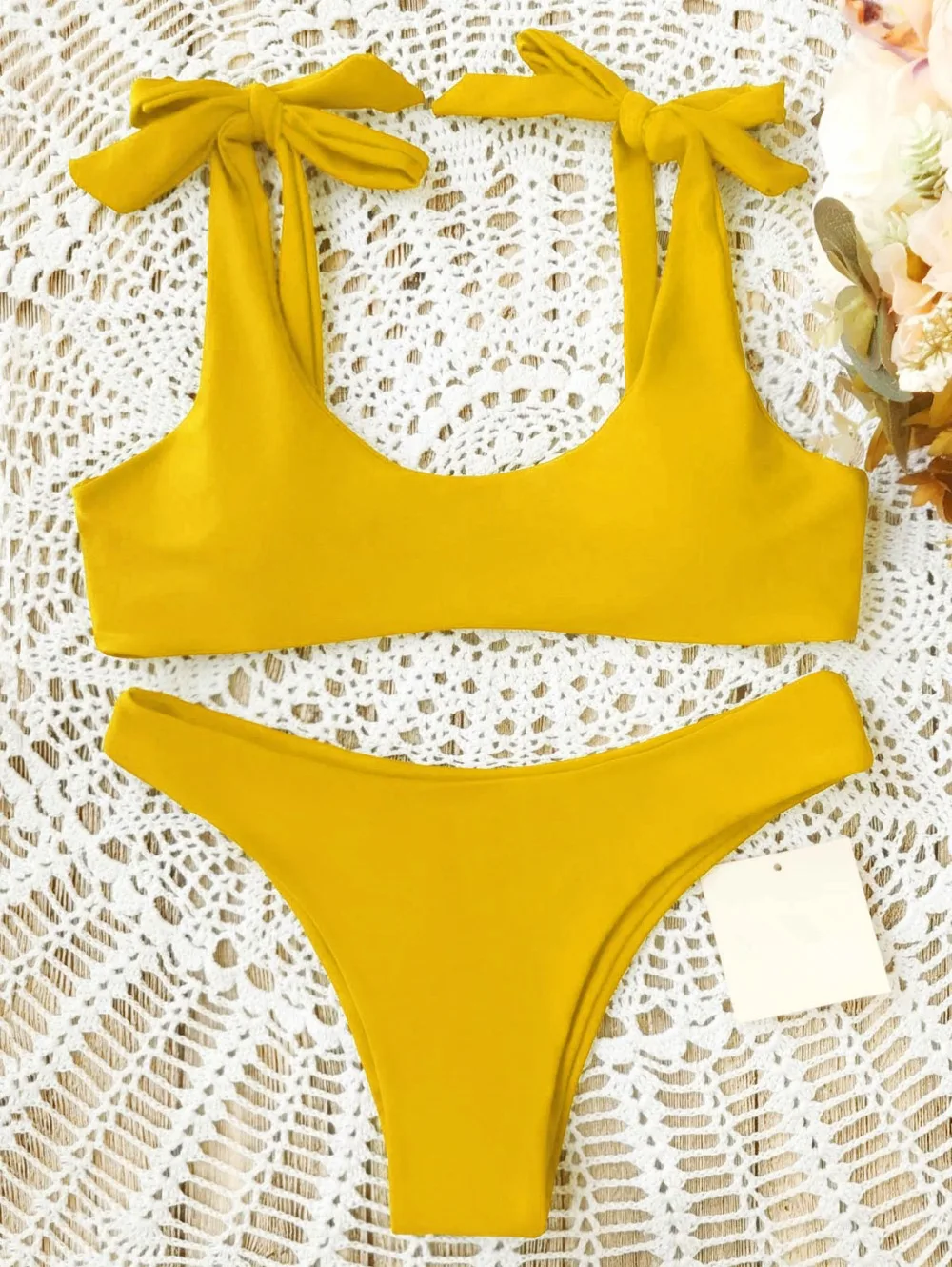 Midou Girls Cute Shoulder Strap Striped Bow knot Bikini Set Women