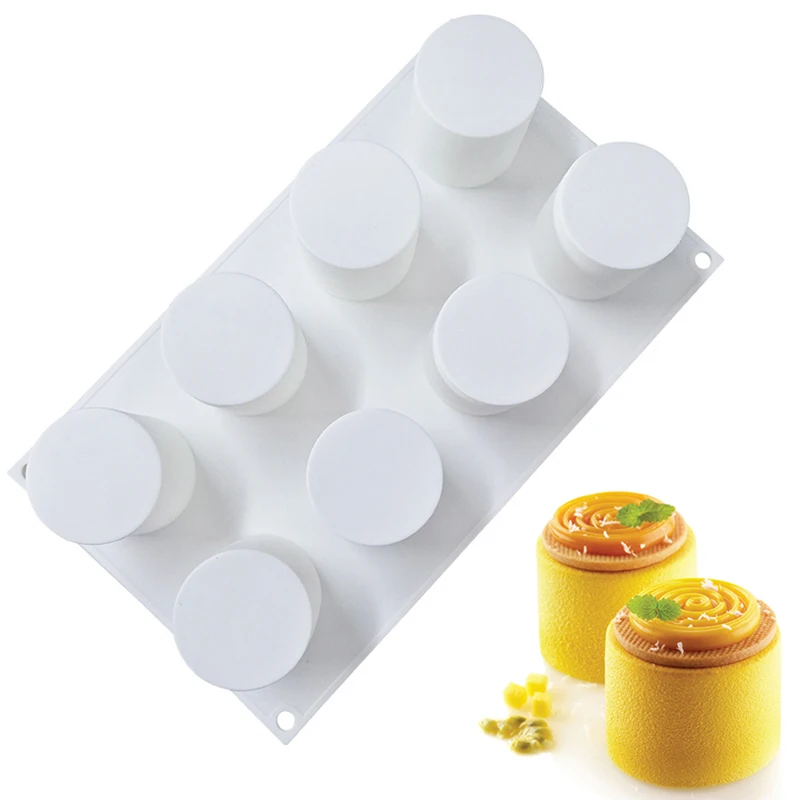 

Filbake Silicone Cake Mold 8 Hole Cylindrical For Baking Mould Dessert Mousse Ice Cream Pan Cake Decoration Tools Bakeware