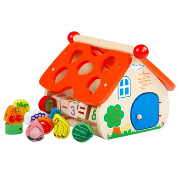 

Chanycore Baby Learning Educational Wooden Toys Geometric Shape Fruits Blocks Box Beads Clock Sorting Matching qzm Gifts 4134