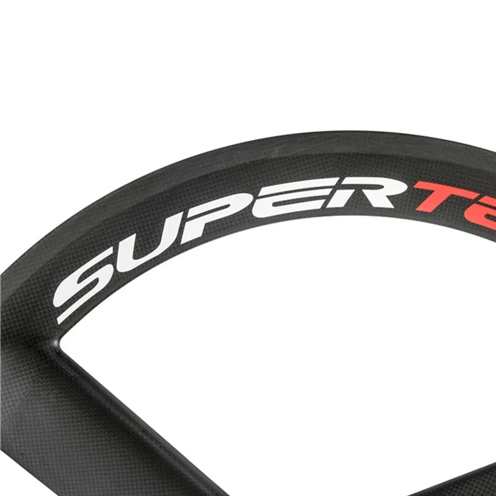 SUPERTEAM 700C карбоновый шоссейный комплект колес Tri Spoke 56 мм Глубина 23 мм ширина Clincher углеродный фиксированный редуктор трек 3 спицы колеса