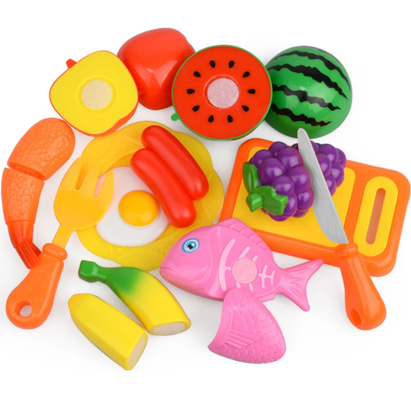 

New Kids Pretend Role Play Kitchen Fruit Vegetable Food Toy Cutting Gift Toy set high quality half Sliced fruit vegetable toys