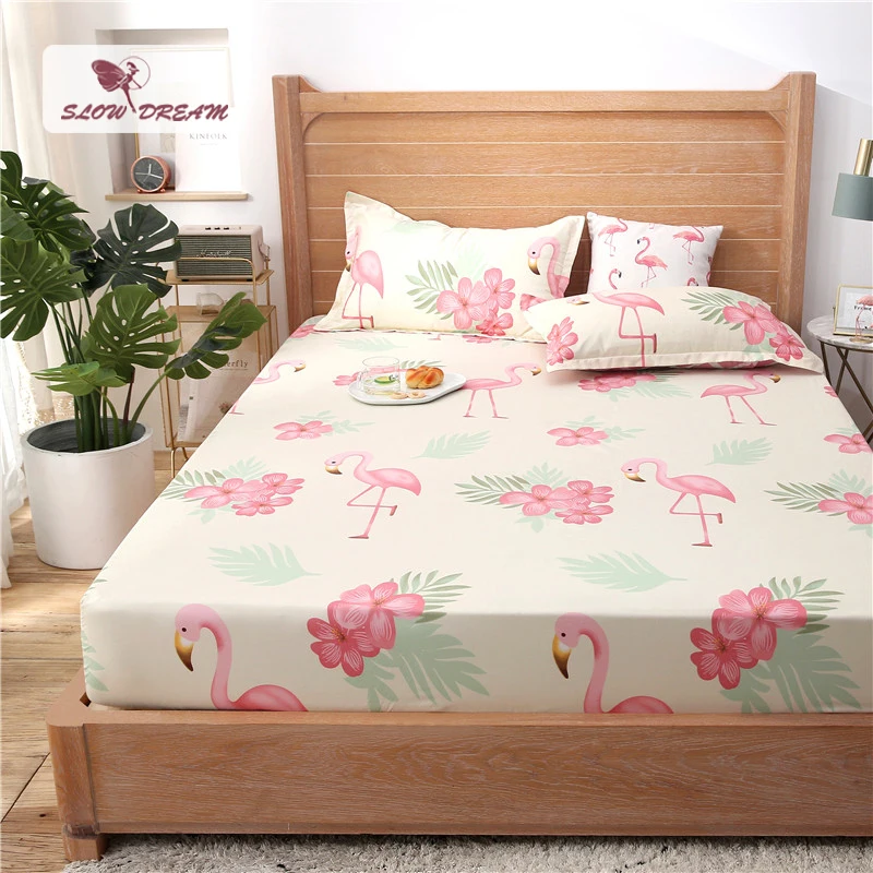 

Slowdream 1PCS Fitted Sheet On Mattress Cover Bed Sheets On Elastic Band With Rubber Sheet Nordic Style Bed Linen Adult Corners