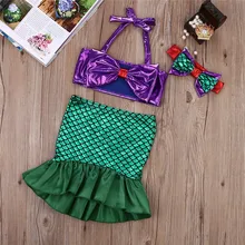 Обувь для девочек Купальники для малышек детская Русалка из двух частей Купальник комплект Водные виды спорта Костюмы Комплект Дети комплект бикини Плавание одежда Плавание Ming костюм
