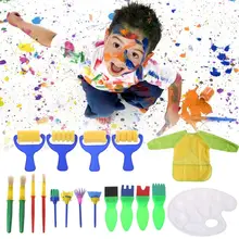 18 шт./компл. моющиеся губка набор кистей для рисования для детей ясельного возраста, Ранние обучающие игрушки товары для рукоделия подарки