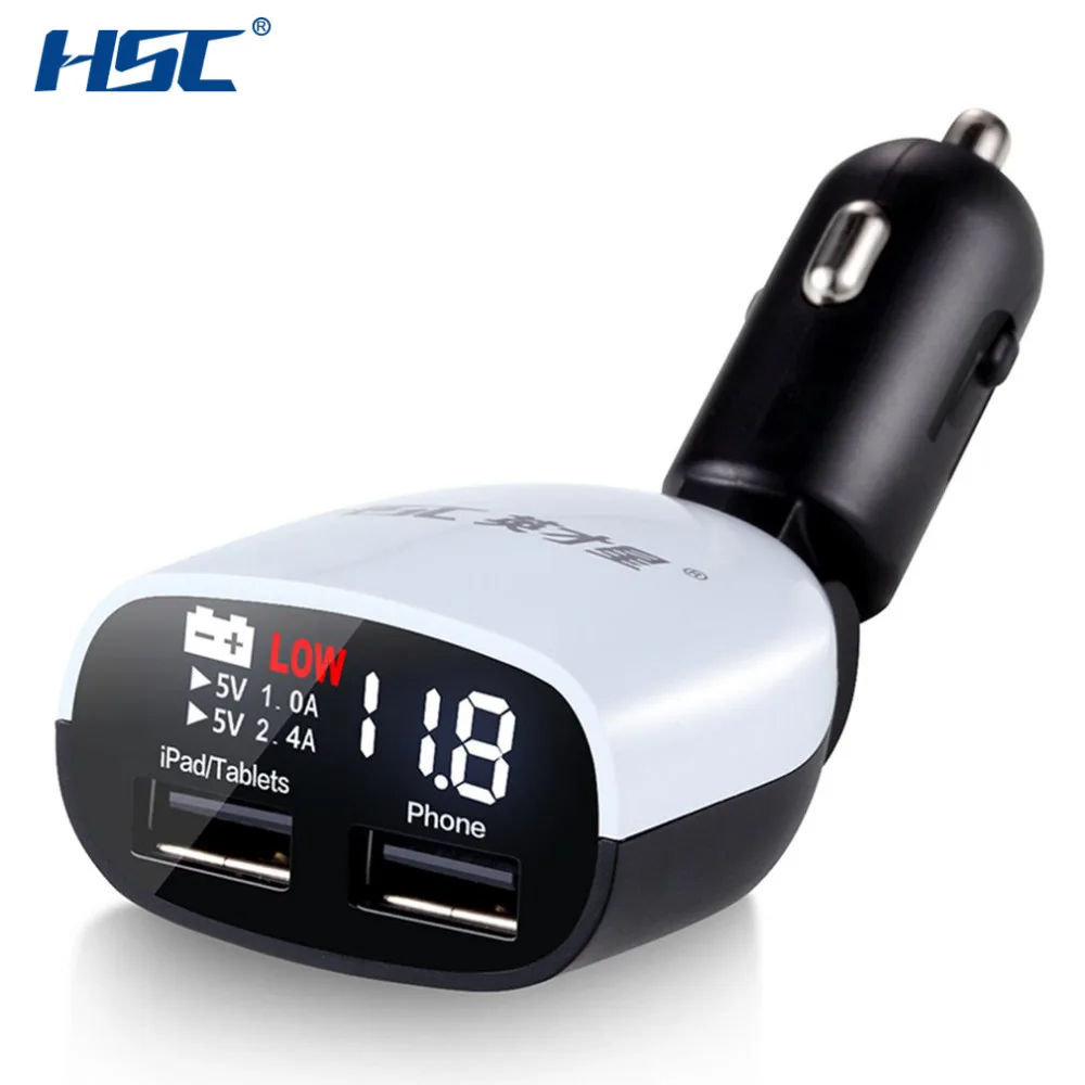 HSC YC 01 LCD Display 3 4A Portable Dual USB Car Cigarette Lighter Charger 17W With