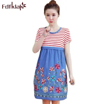 

Fdfklak Pregnancy Clothes Summer Short Sleeve Dress For Pregnant Women Maternity Dresses Cotton Maternity Party Dresses F163