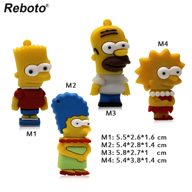 

Cartoon Simpson Flash Drive 4g 8g 16g 32g 64g Simpson Bart Homer USB Disk PenDrive USB 2.0 Flash Memory Card Pen Drive