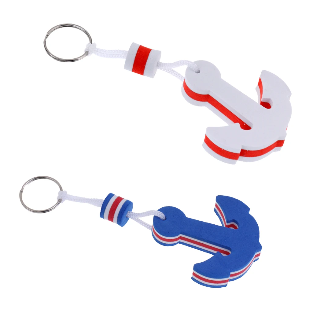 

2 Pcs Blue + White Marine Outboard Floating Keyring Sailing Kayak Fishing Anchor Keychain