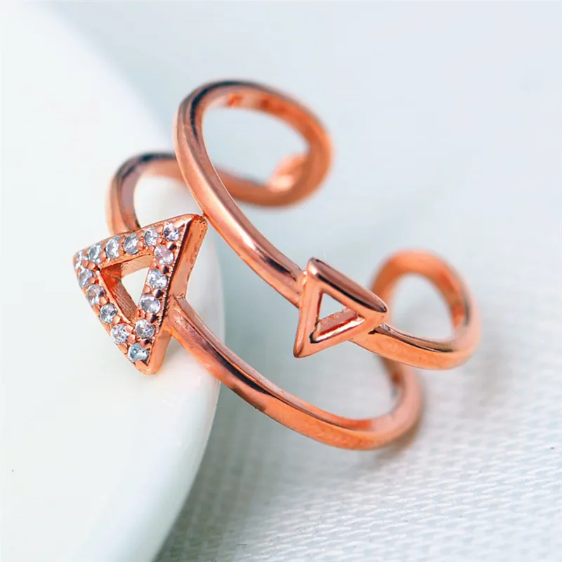 11.11 fire Golden Openwork Triangle Zircon Glamour...