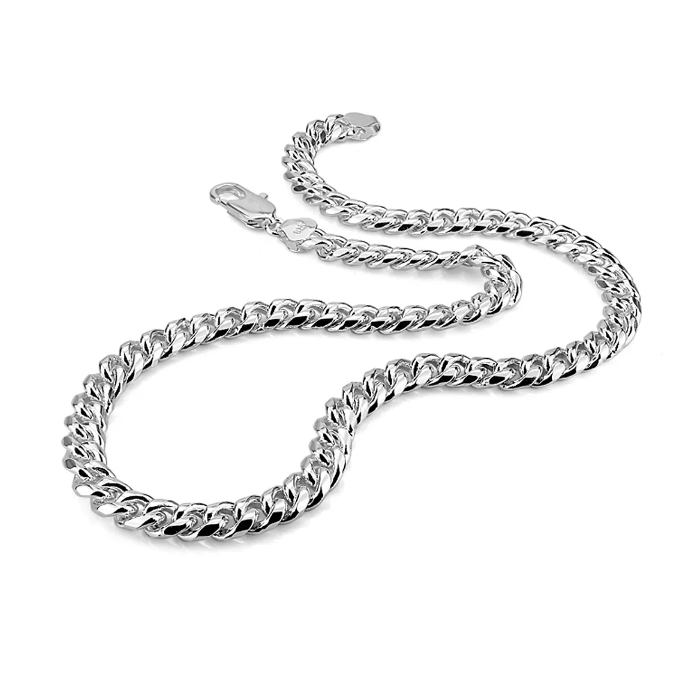 

New Arrivals Women 8MM Full Sideways Silver Necklace 925 Sterling Silver Fashion Jewelry Women Men Link Chain Necklace