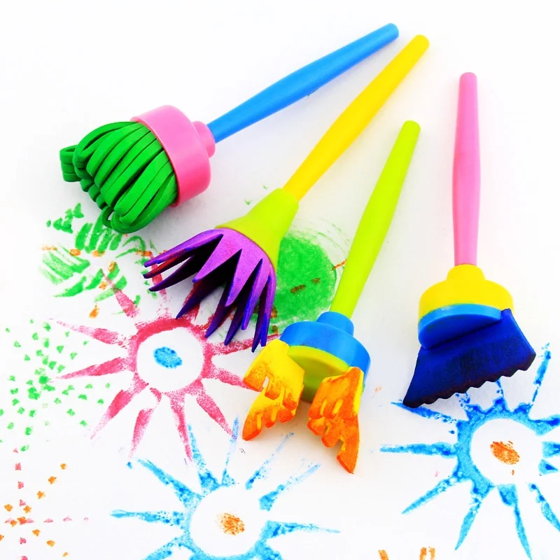 

4pcs/set Flower Graffiti Drawing Painting Tool Art Supplies Brushes Seal Painting Pens for Kids Children Drawing Toy