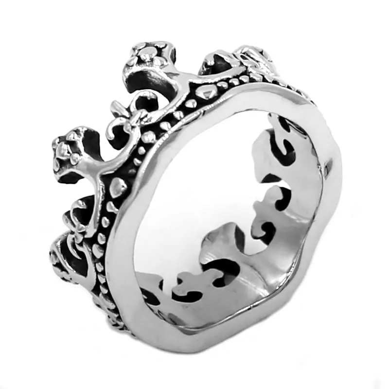 

Wholesale The King Crown Ring 316L Stainless Steel Jewelry Classic Vintage Royal Crown Biker Ring For Men Women SWR0719