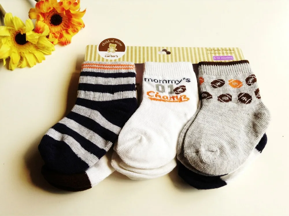 Carter Baby Socks 6 pair/lot Baby Boy Girl Socks C...
