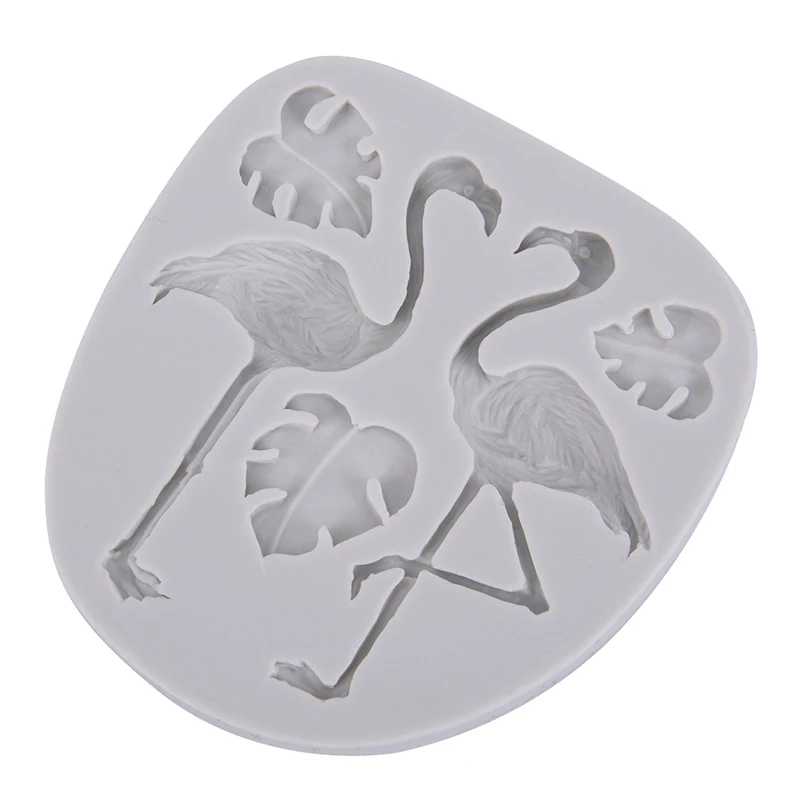 Clay Mould 1PCS 10x10.6CM Silicone Flamingo Leaf Decorating Cake Molds Sugarpaste Candy Chocolate