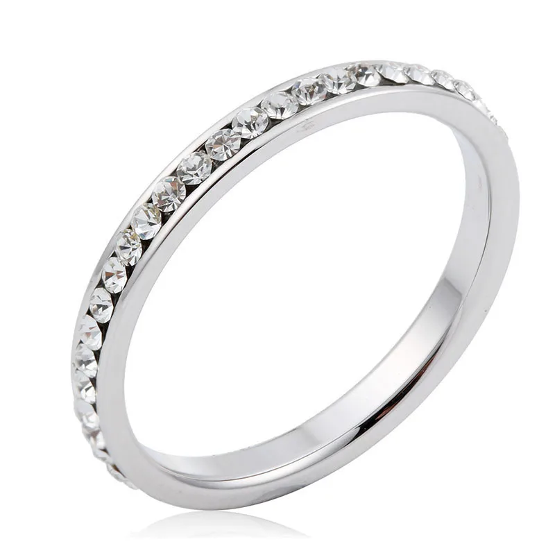 

White Gold Color Full Crystals around Band Engagement Wedding Rings For Women Girls Anillos Bague Anel Feminino Aneis Jewelry