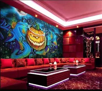 

custom living room mural kids photo wallpaper halloween graffiti art picture sofa TV backdrop mural wallpaper non-woven sticker