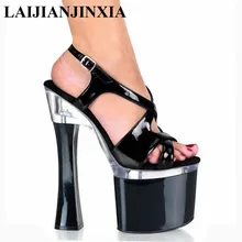 LAIJIANJINXIA/черные пикантные босоножки на очень высоком каблуке 18 см обувь для свадебы и танцев