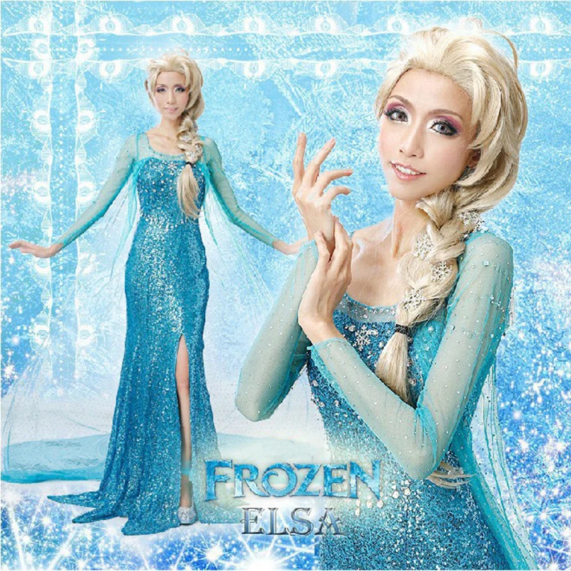 Взрослая Эльза Принцесса Холодное сердце с накидкой Хэллоуин косплей одежда для женщин с короной и палкой принцессы JQ-1003