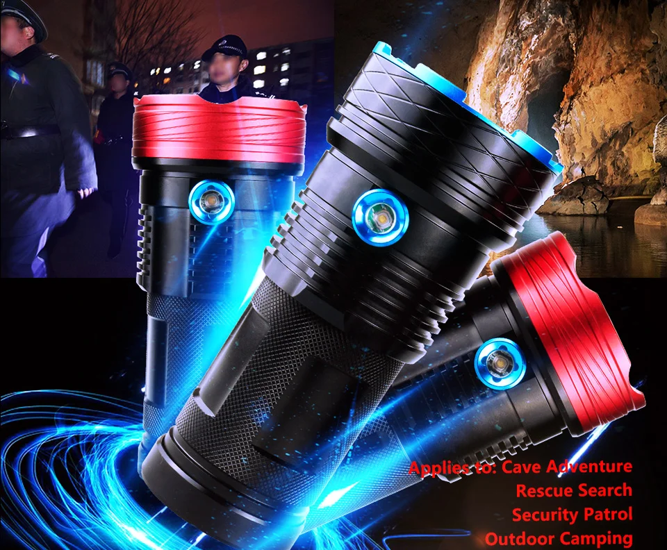 Powerful LED Flashlight 9 10 12 T6 LEDs Torch Portable LED Linterna 4pcs 18650 Battery Powered for Outdoor Lighting Hiking Camping (7)