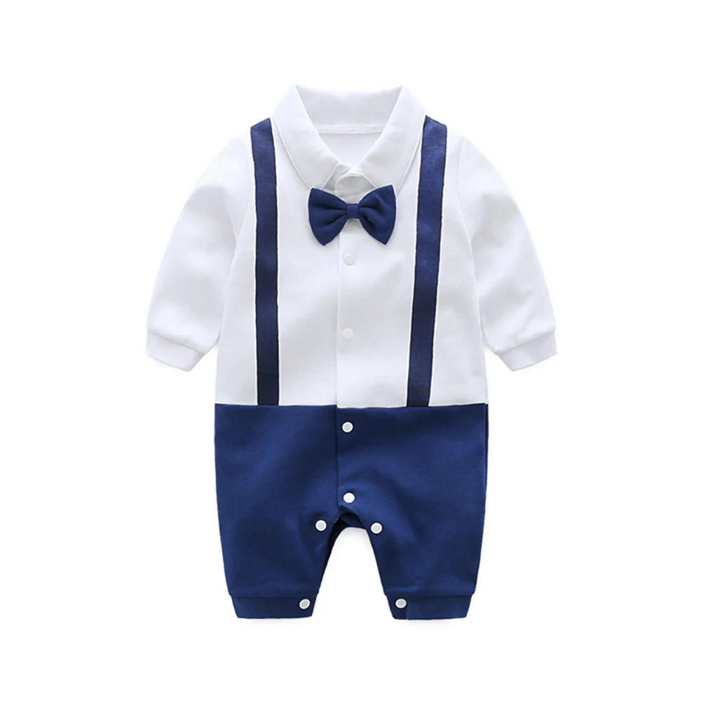 

0-12M Baby Boy girl Clothes New born baby clothes Infant Bow Tie Costume Cotton Baby Jumpsuit Handsome Gentleman Clothing Set