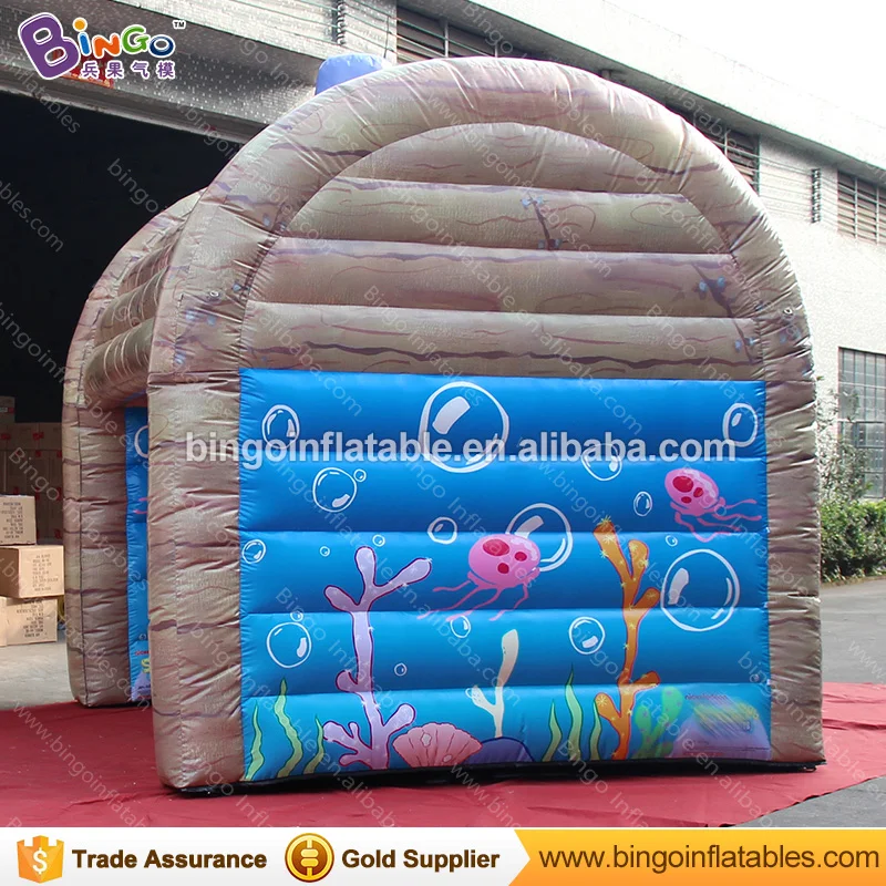 Free shipping inflatable house shaped tent with full printing for kids party events-toy tent