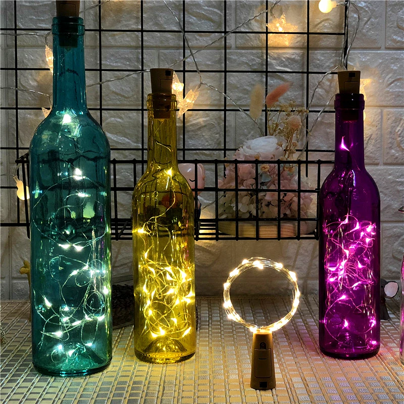 

2M 20 LED Lights Copper Wire String Cork Shape Wine Bottle Fairy Light Strips For Romantic Wedding Party Decoration Lamps