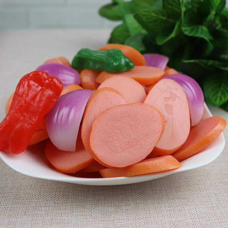 Artificial Foods Vegetables Simulation Ham Sausage Sliced Sausage Hot Dog Dachshund Model Simulation Food Slice Model Dishware food model food photography props