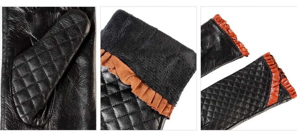 Дамы кожаные перчатки, Хлопок подкладка, Натуральная Кожа, натуральная кожа перчатки женские, зимние женские перчатки, женщины зимние перчатки