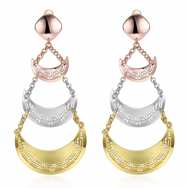 Moon Shaped Hollow Las Earrings Kc Gold Color Jewelry Moon Shaped Hollow Las Earrings Kc Gold Color Jewelry Long Dangle Earring