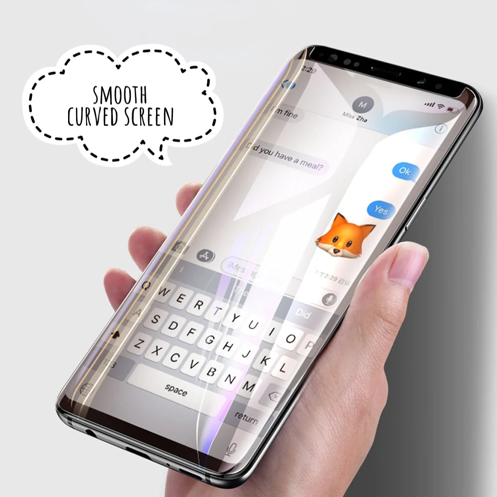 UV Glue 6D Liquid Glass Screen Protector for Samsung Galaxy Note 8 9 S8 S9 Plus Full Tempered Curved Protective Film + light | Мобильные