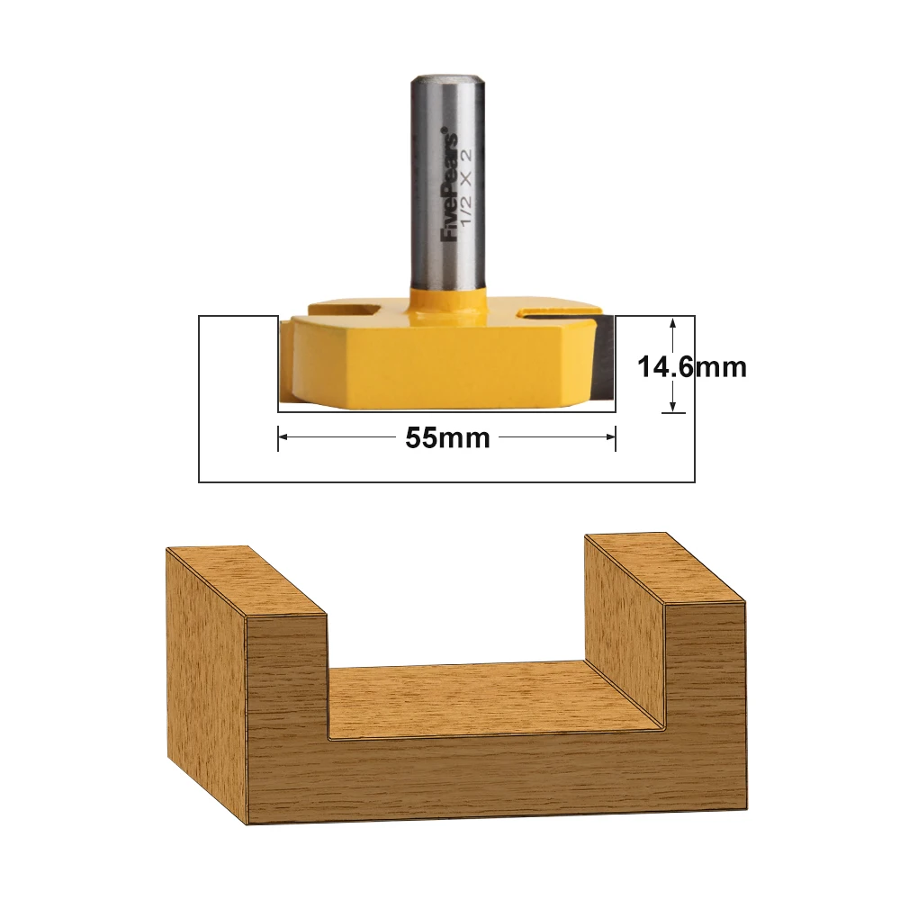 FivePears Cleaning Bottom Router Bits with 1//2 Shank,2-1//4 Cutting Diameter for Surface Planing Router Bit