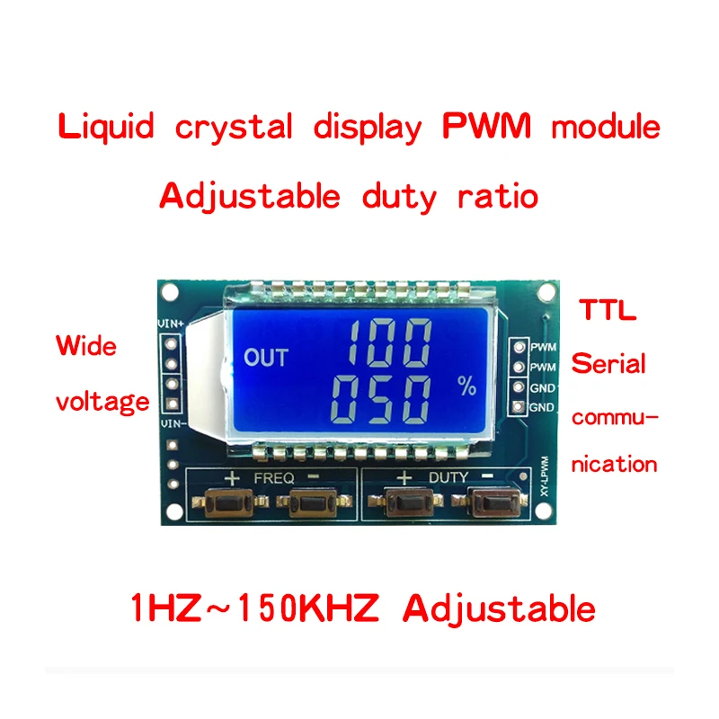 

Signal Generator PWM Pulse Frequency Duty Cycle Adjustable Module LCD Display 1Hz-150Khz 3.3V-30V PWM Board Module
