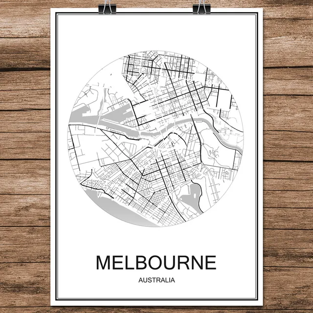 melbourne australia abstract world city street map print poster coated paper cafe living room home decor