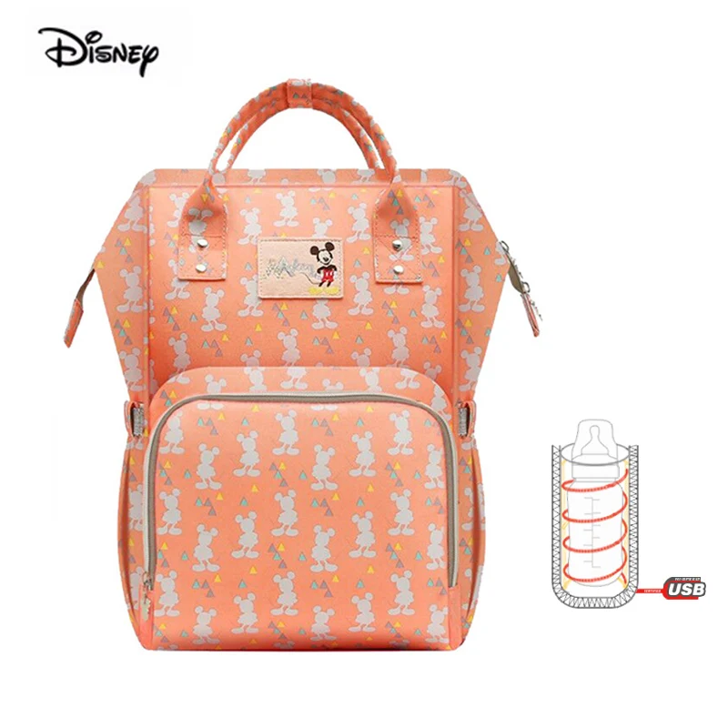 

Disney Mummy bag multi-function backpack waterproof pregnant mother diaper bag Mickey USB bottle insulation set diaper bag