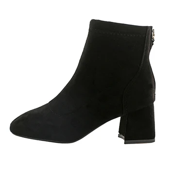 

women winter boots fashion warm short plush back zipper high heels women winter boots zapatos de mujer hot sale women boots shoe