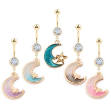 1 шт модный хрустальный пирсинг Ombligo ювелирные изделия для тела пупка кольцо для женщин Луна Звезда пирсинг тела, пупок аксессуары для пирсинга